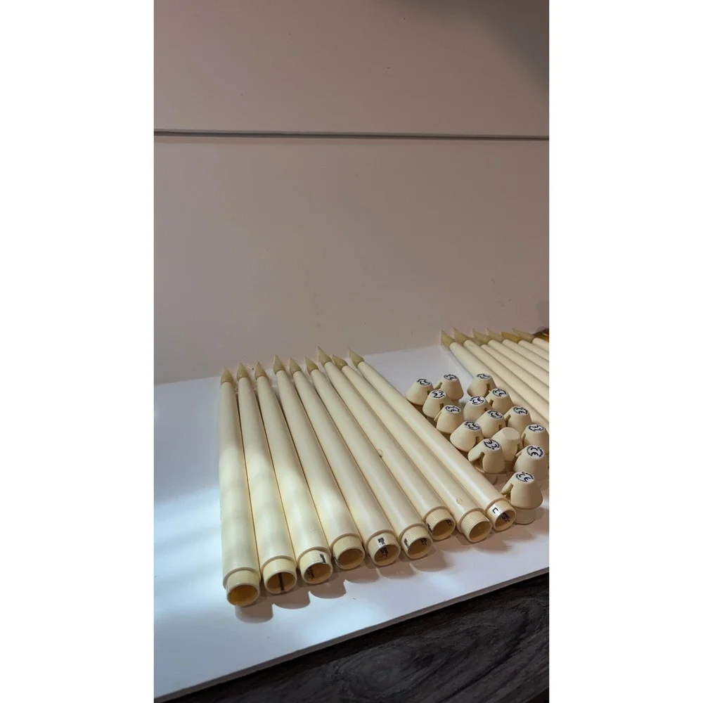 Carlon LED Window Candles Set of 17 Ivory Taper Gold Base Battery Operated 11in